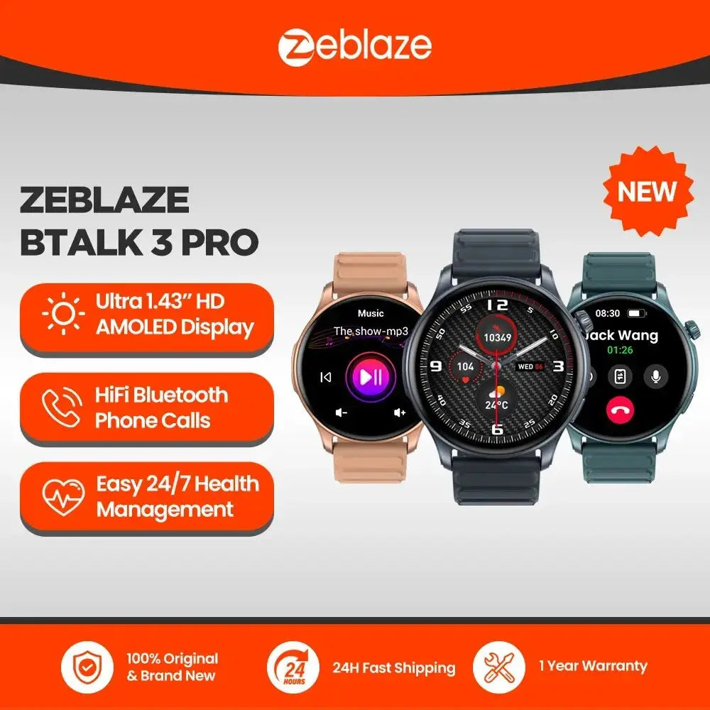 New Zeblaze Btalk 3 PRO Smart Watch AMOLED Display Bluetooth - USMW0281 AliExpress