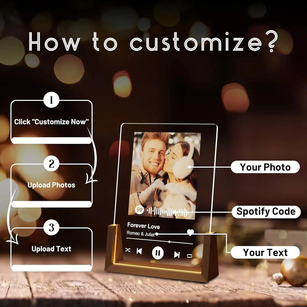 Spotify Music Plaque Gifts for Personalized Acrylic Photo Frame Lamp Couple - USMGD0202 AliExpress-Dropship