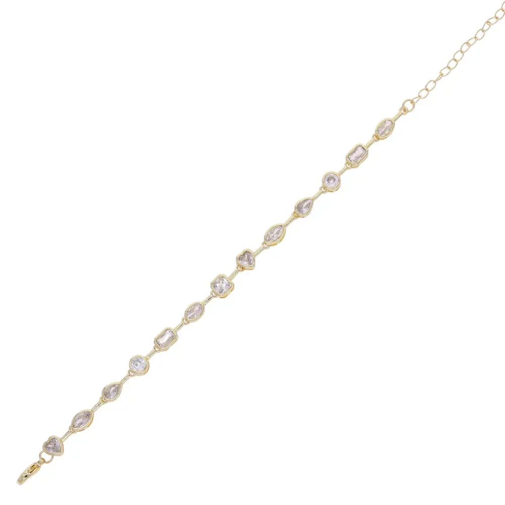 Gold Color Geometric Various Shaped Bezel Chain Bracelet Necklace Set - USMJ0273 AliExpress-Dropship