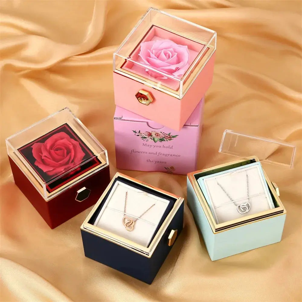 Heart Engraved Name Steel Necklace Eternal Rose Box Wedding Ring Box - USMJ0214 AliExpress-Dropship