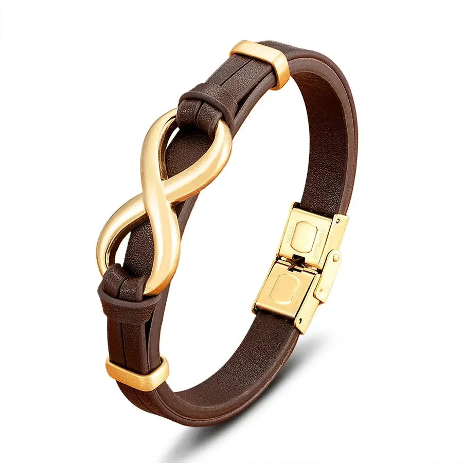 TYO Luxury Genuine Leather Infinity Symbol Men's Bracelet Stainless Steel - USMJ0221 AliExpress-Dropship