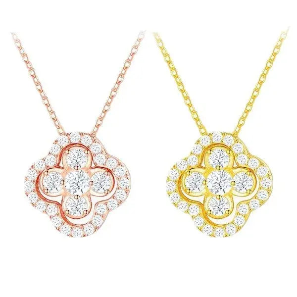 Moissanite Pendant Necklace Silver Clover Flower Clavicle Chain - USMJ0249 AliExpress-Dropship