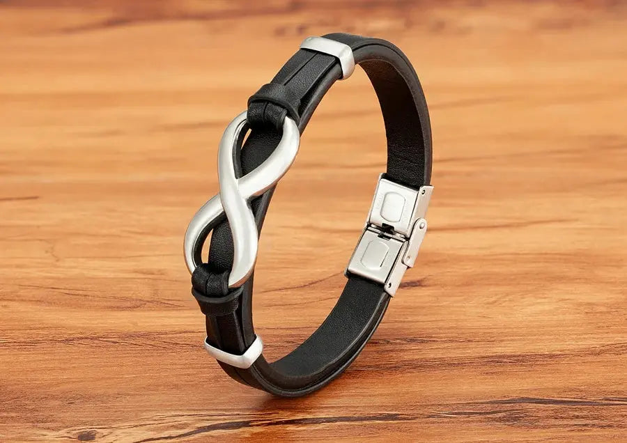 TYO Luxury Genuine Leather Infinity Symbol Men's Bracelet Stainless Steel - USMJ0221 AliExpress-Dropship