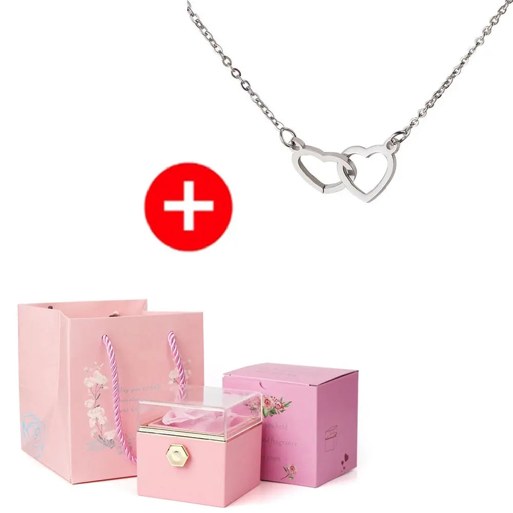 Heart Engraved Name Steel Necklace Eternal Rose Box Wedding Ring Box - USMJ0214 AliExpress-Dropship