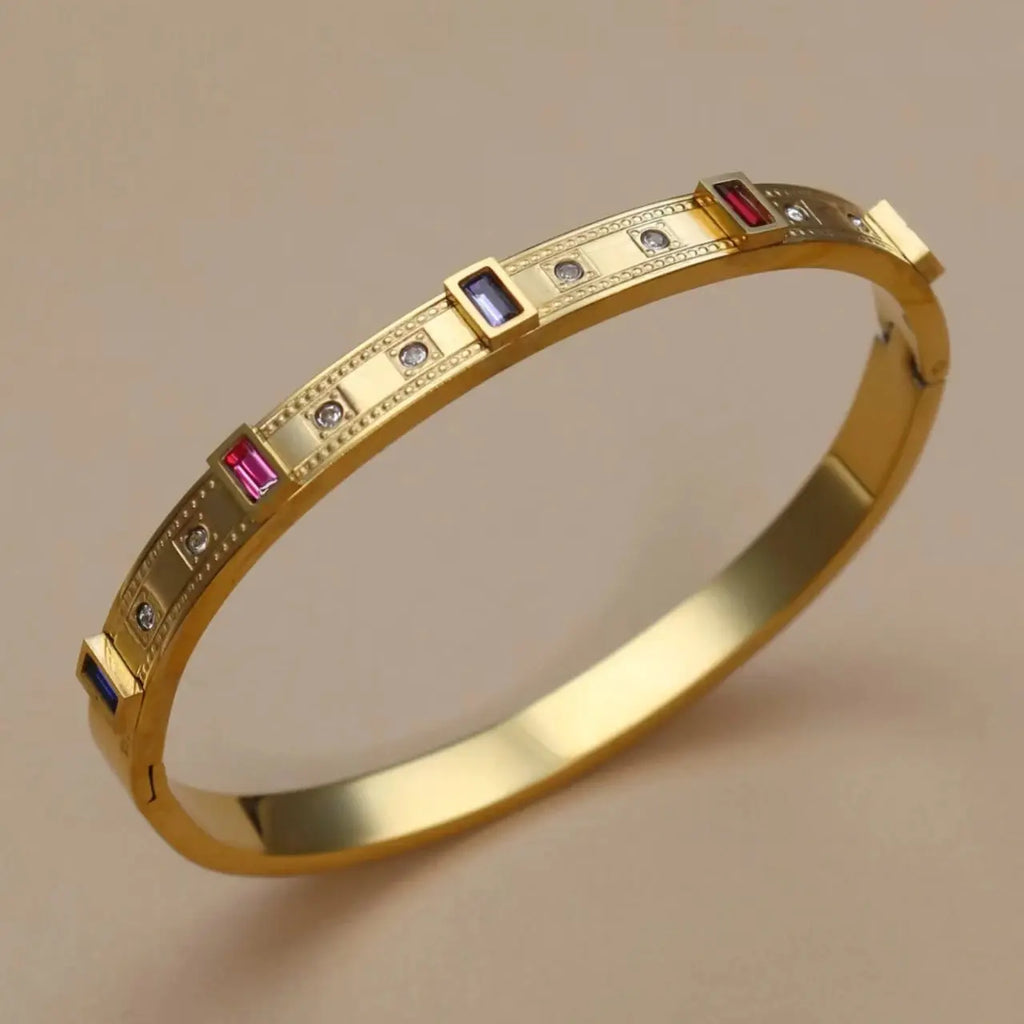 Colored Zircon Stainless Steel Gold Color Stacking Bracelet - USMJ0269 AliExpress-Dropship