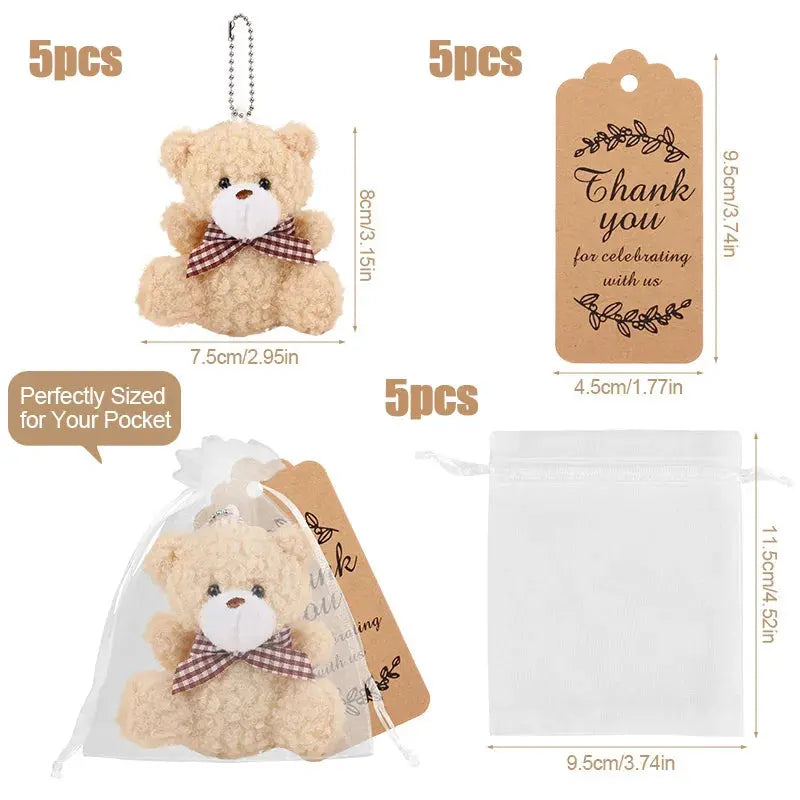 Bear Gift, include 5 Mini Bear,5 Organza Bag,5 Thank You Card for Baby - USMGD0270 AliExpress-Dropship