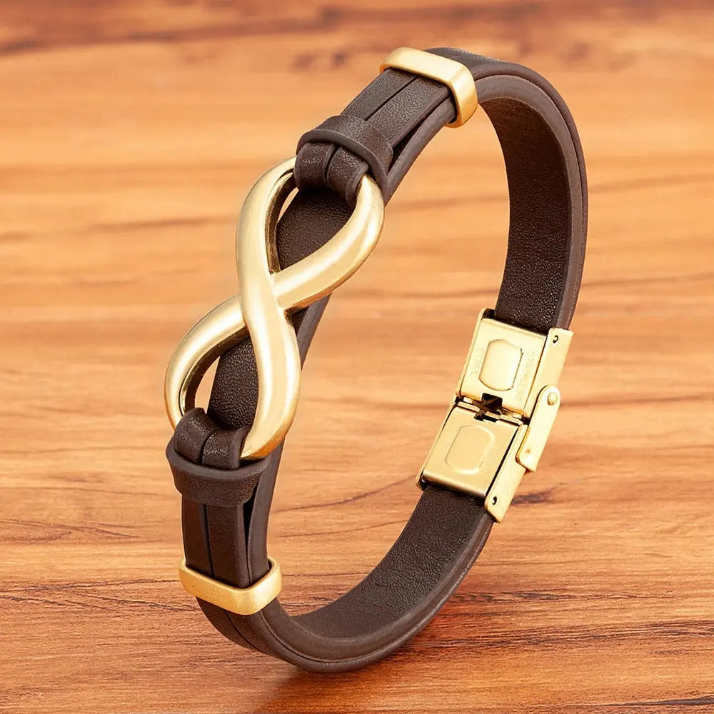 TYO Luxury Genuine Leather Infinity Symbol Men's Bracelet Stainless Steel - USMJ0221 AliExpress-Dropship