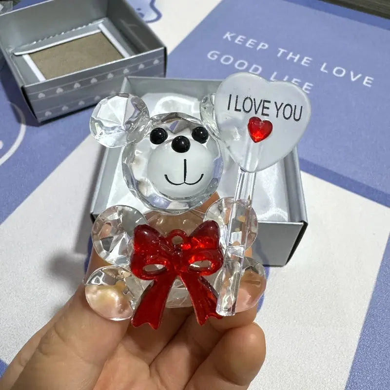 Gift I Love You Crystal Bear Artificial Rose Flowers - USMGD0184 AliExpress-Dropship
