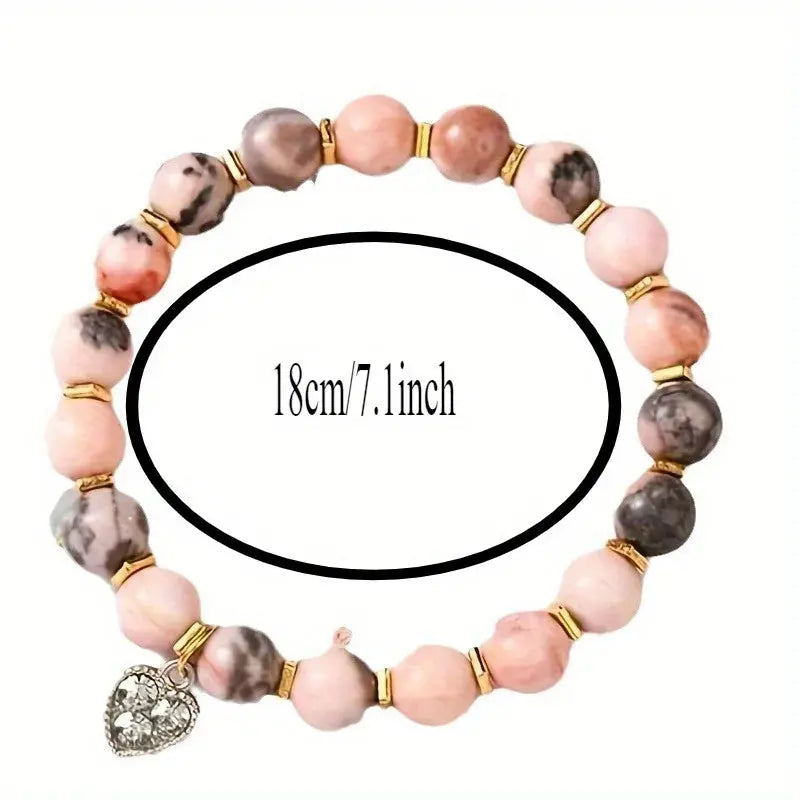 Gifts Jewelry Diamond-Encrusted Heart Design Pink Zebra Elastic Bracelet - USMJ0213 AliExpress-Dropship