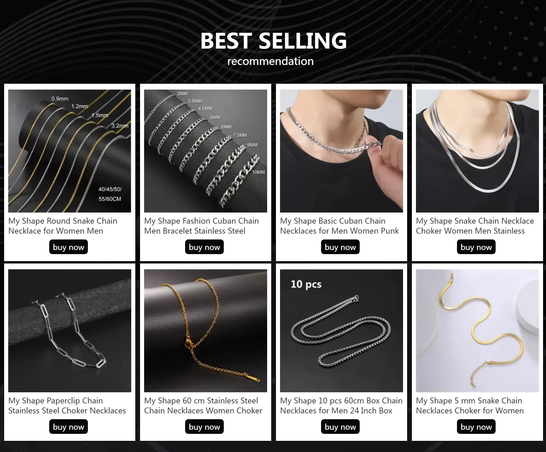Cuban Chain Stainless Steel Necklaces for Men - USMJ0224 AliExpress-Dropship