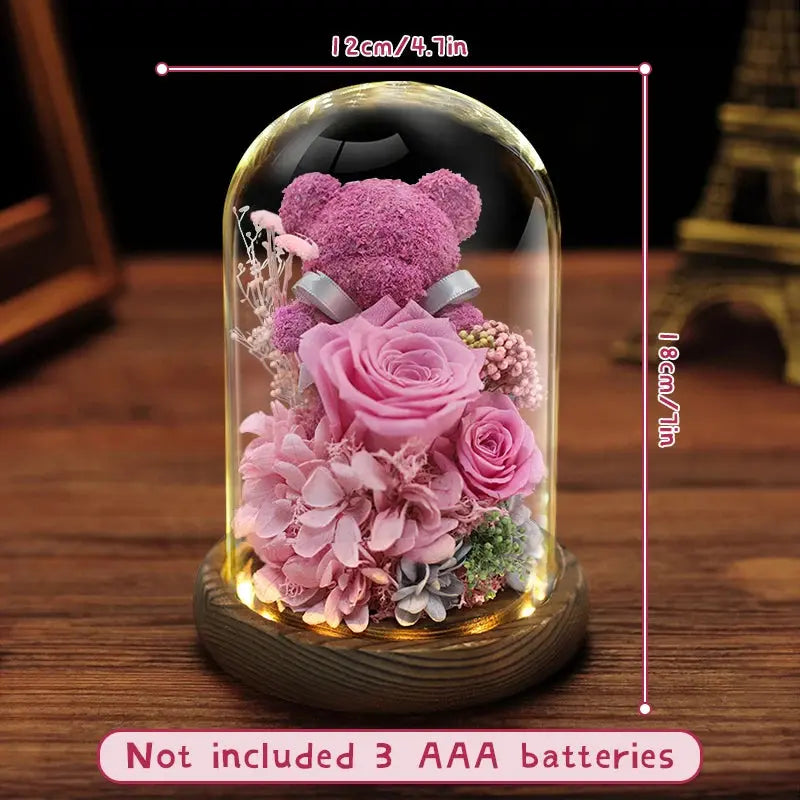 Girlfriend Eternal Preserved Rose Flower Gift Box Teddy Bear - USMGD0183 AliExpress-Dropship
