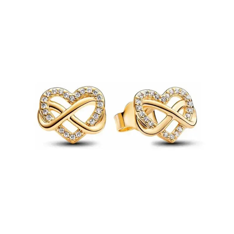 Party Gifts 925 Sterling Silver Gold Color Sparkling Round Heart Earrings - USMJ0200 AliExpress-Dropship