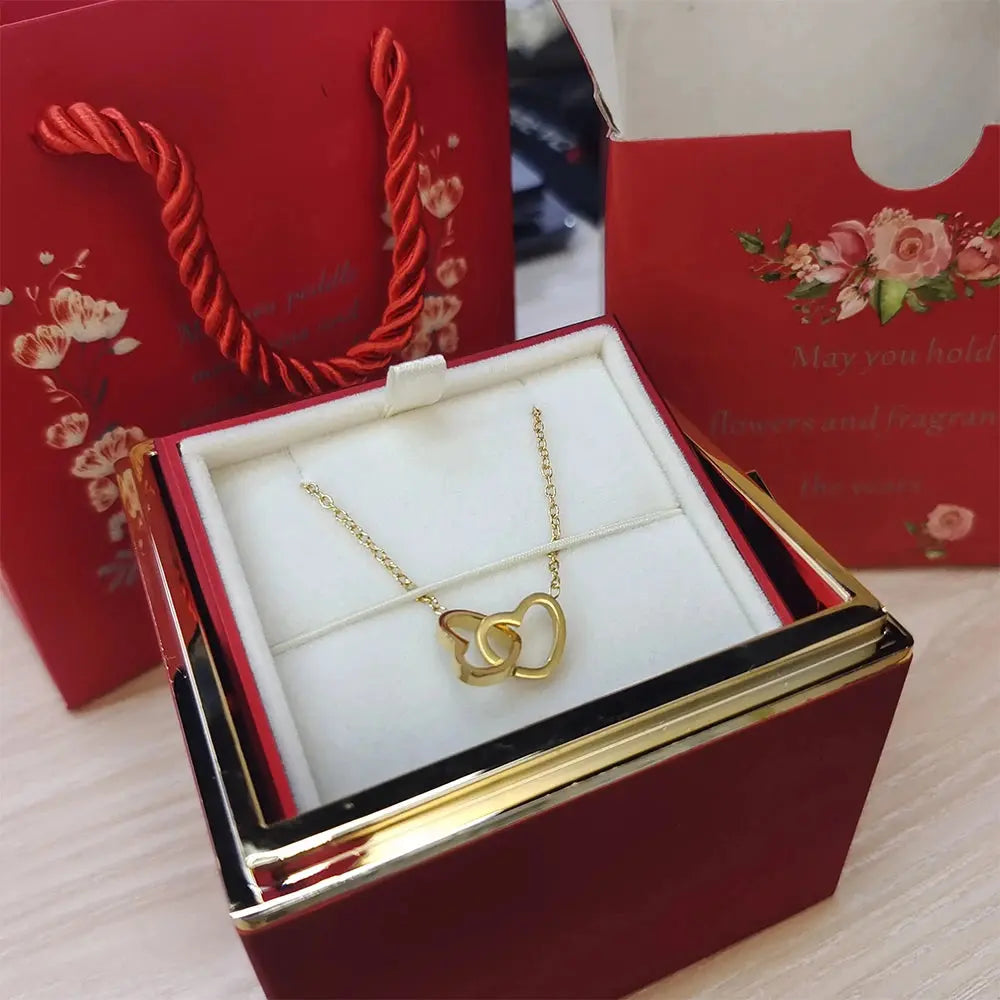 Heart Engraved Name Steel Necklace Eternal Rose Box Wedding Ring Box - USMJ0214 AliExpress-Dropship