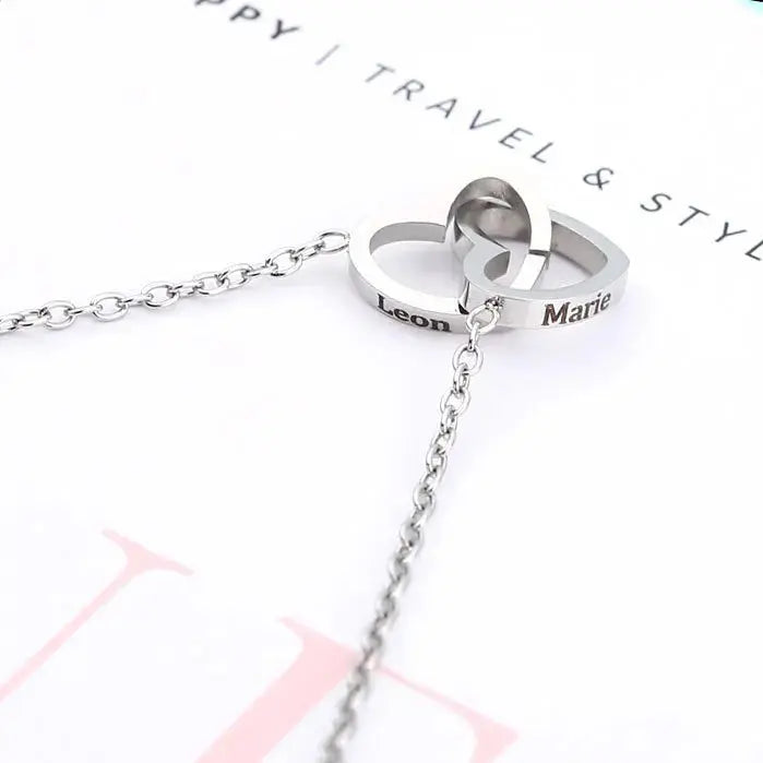 Heart Engraved Name Steel Necklace Eternal Rose Box Wedding Ring Box - USMJ0214 AliExpress-Dropship