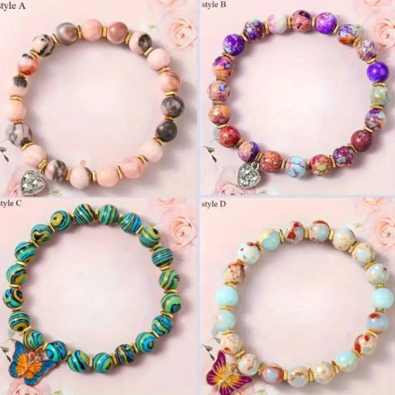 Gifts Jewelry Diamond-Encrusted Heart Design Pink Zebra Elastic Bracelet - USMJ0213 AliExpress-Dropship