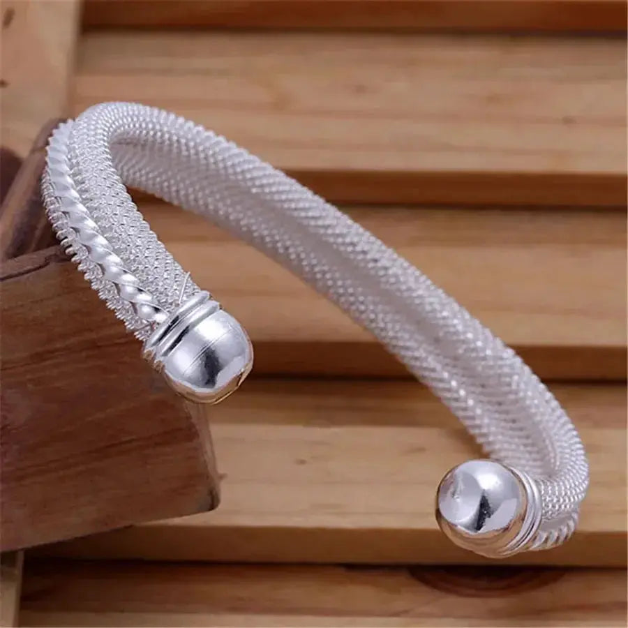 Gift fashion silver Plated Lovely Mesh Lady Bracelet Bangle jewelry - USMJ0208 AliExpress-Dropship