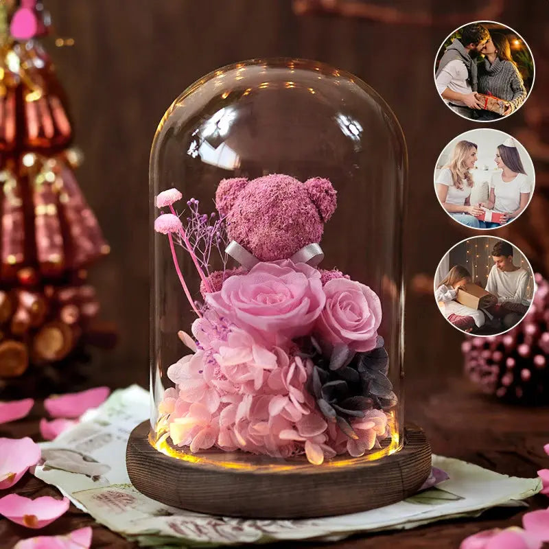 Girlfriend Eternal Preserved Rose Flower Gift Box Teddy Bear - USMGD0183 AliExpress-Dropship