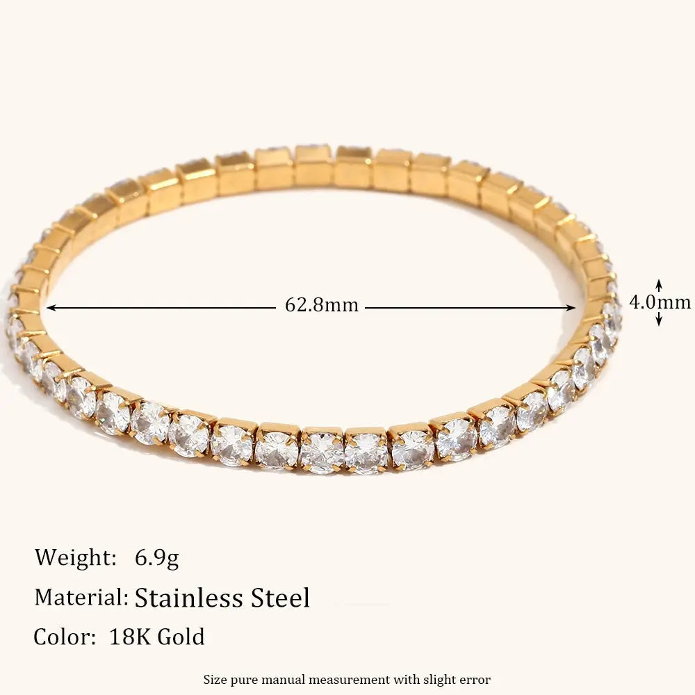 La.Muses Elastic Cubic Zirconia Stainless Steel Woman's Bracelet - USMJ0275 AliExpress-Dropship