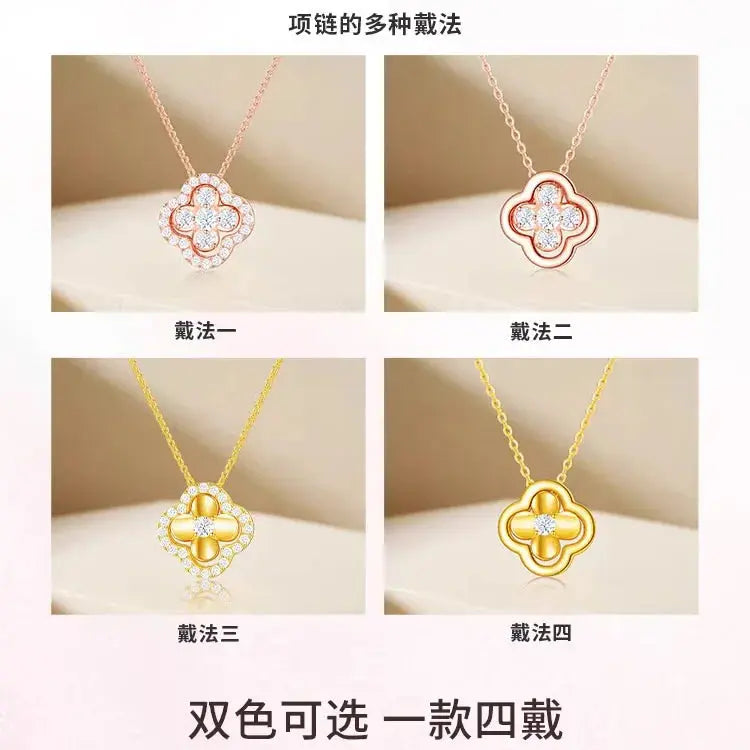 Moissanite Pendant Necklace Silver Clover Flower Clavicle Chain - USMJ0249 AliExpress-Dropship