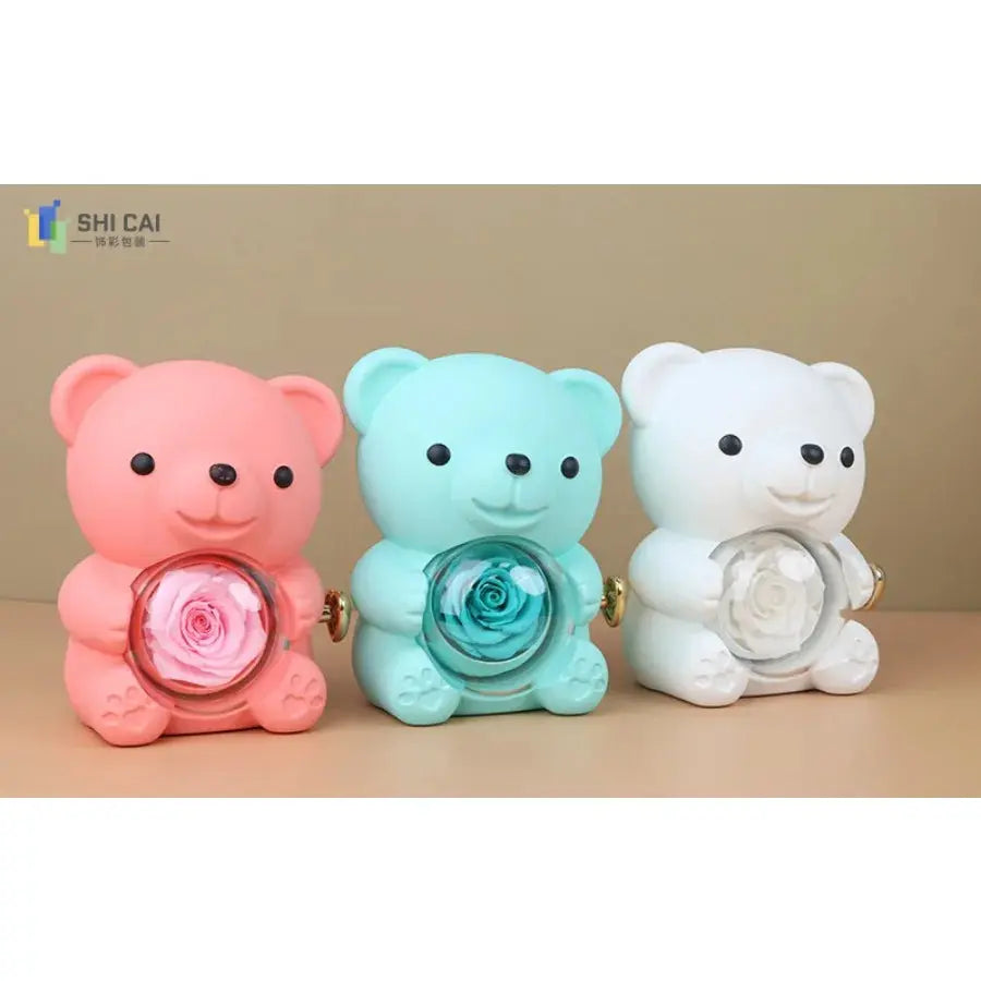 Rose Hug Bear Jewelry Box Preserved Real Rose Gifts for her - USMGD0206 AliExpress-Dropship