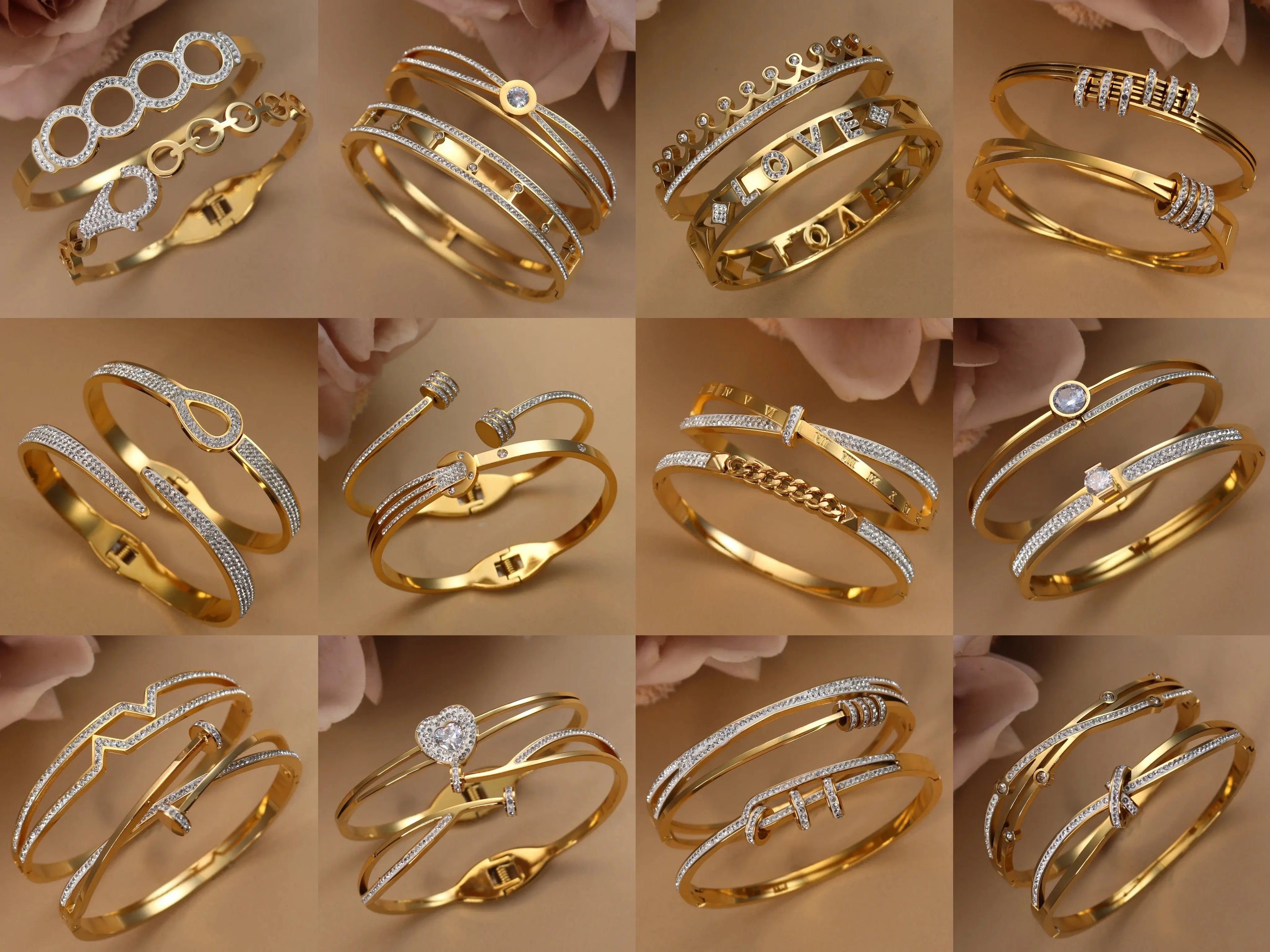 New Opal, Crystal Stainless Steel Bracelet Party Pair Bangles - USMJ0263 AliExpress-Dropship