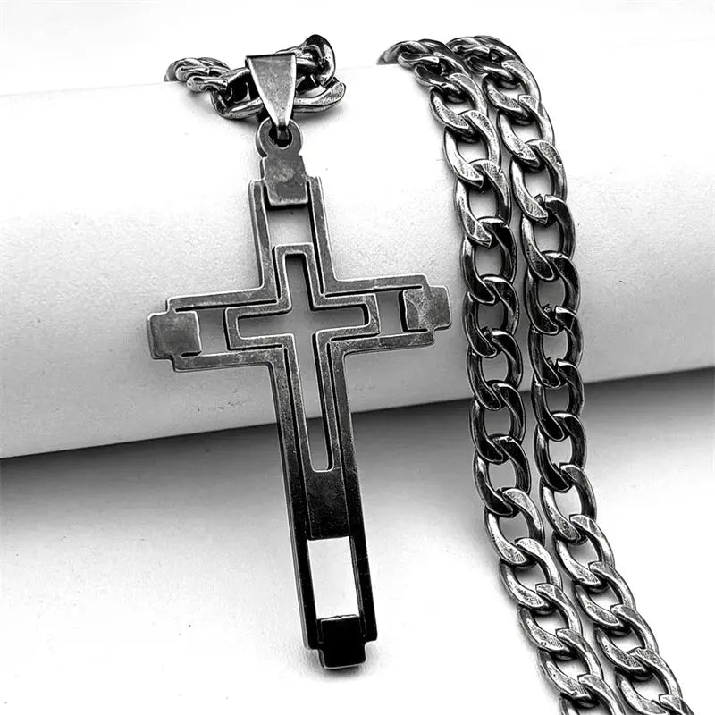 Cross Stainless Steel Choker Necklace for Man Gold Color - USMJ0223 AliExpress-Dropship