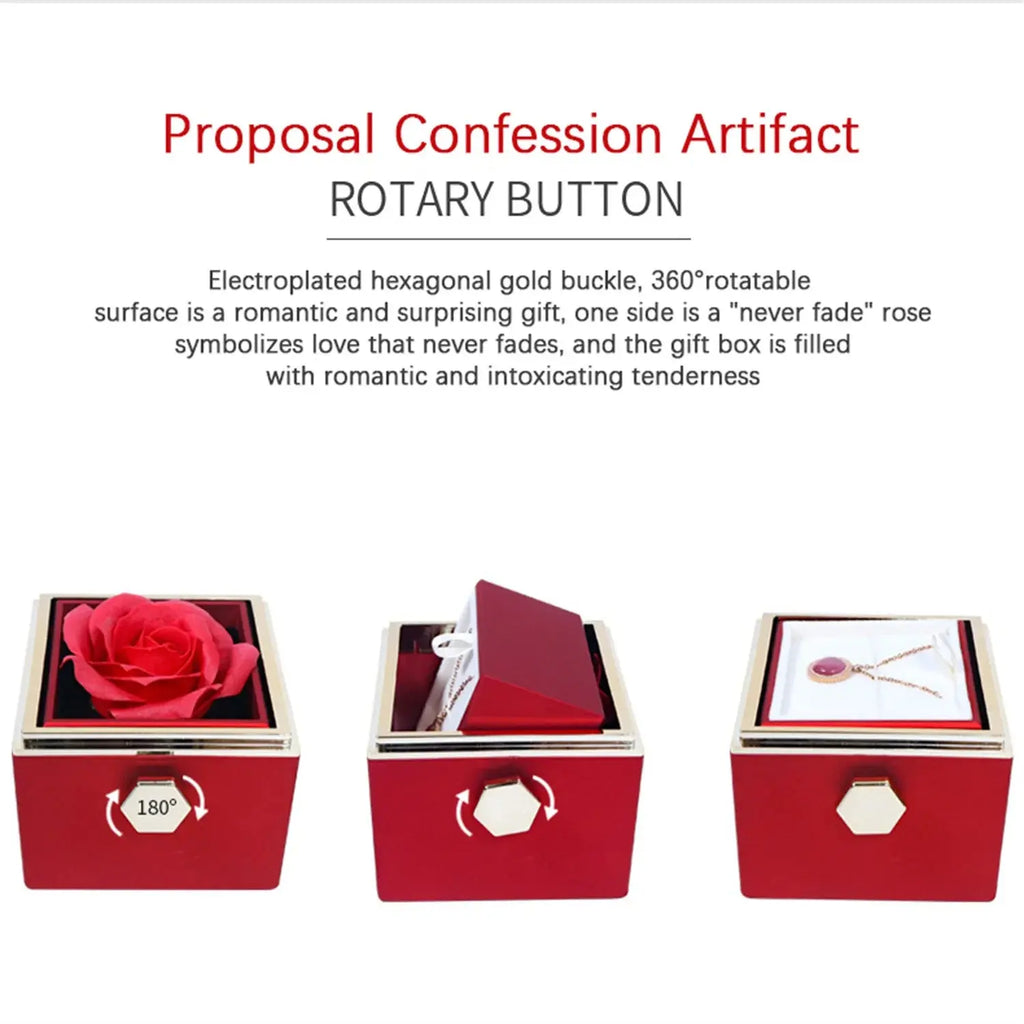 Heart Engraved Name Steel Necklace Eternal Rose Box Wedding Ring Box - USMJ0214 AliExpress-Dropship
