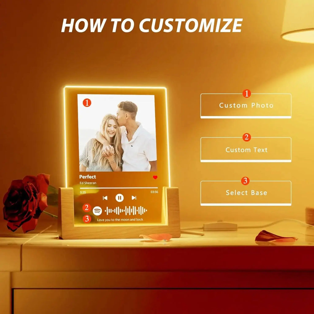 Spotify Music Plaque Gifts for Personalized Acrylic Photo Frame Lamp Couple - USMGD0202 AliExpress-Dropship