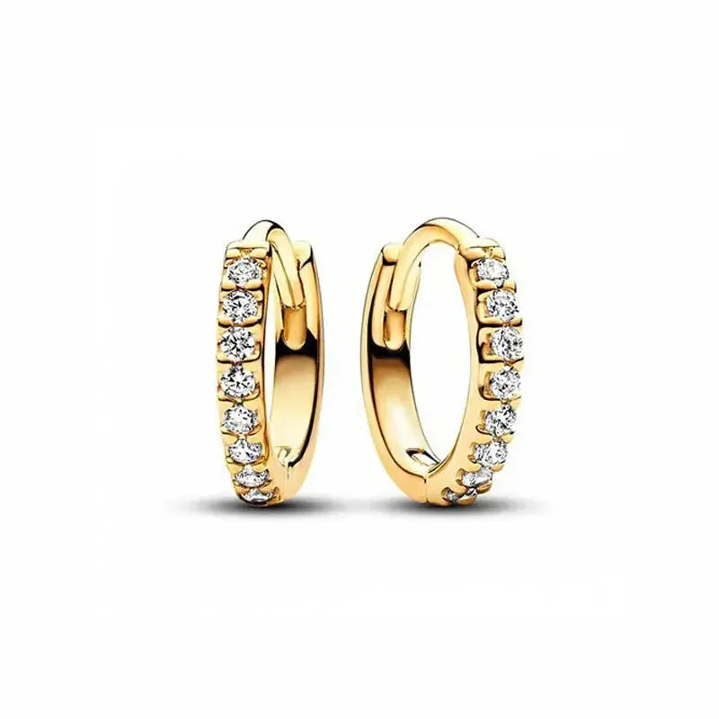 Party Gifts 925 Sterling Silver Gold Color Sparkling Round Heart Earrings - USMJ0200 AliExpress-Dropship