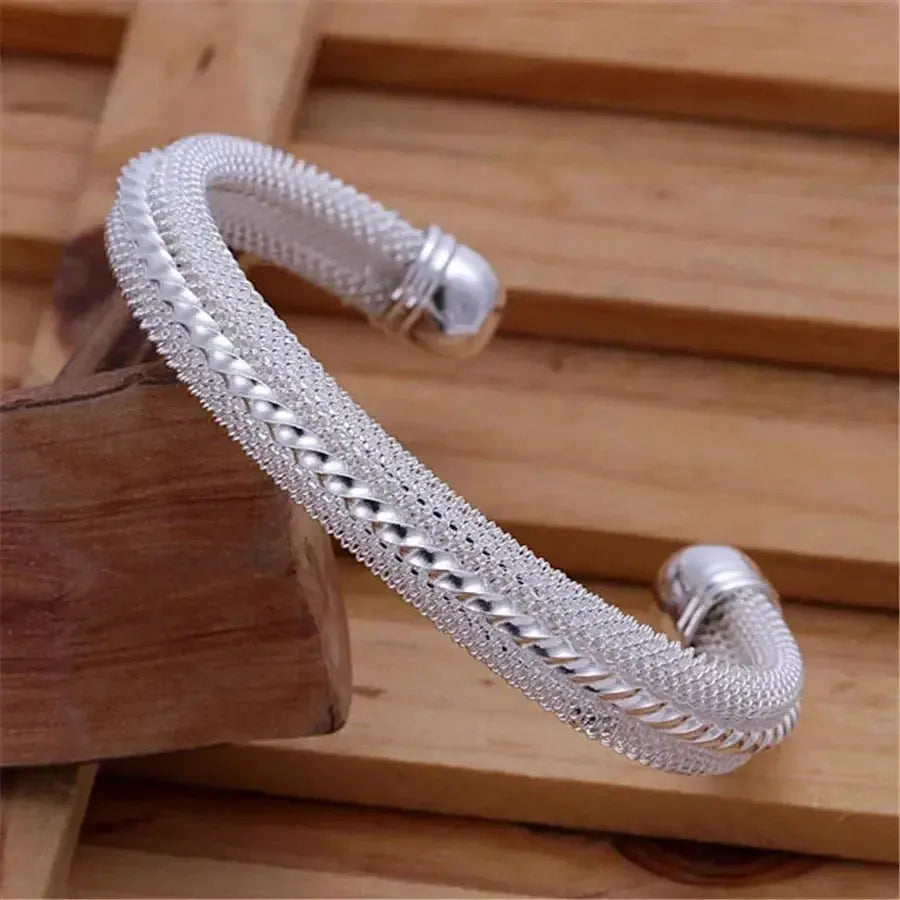 Gift fashion silver Plated Lovely Mesh Lady Bracelet Bangle jewelry - USMJ0208 AliExpress-Dropship