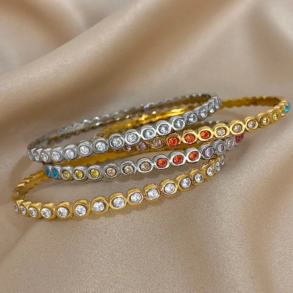 Colorful Rhinestone Beads Stainless Steel Bracelets for Women - USMJ0226 AliExpress-Dropship
