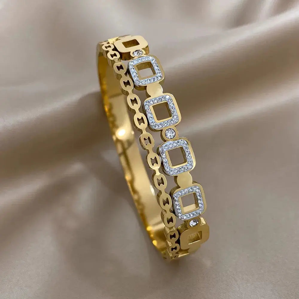 Cuff Bracelet for Women Men's Gold Silver Color - USMP0218 AliExpress-Dropship