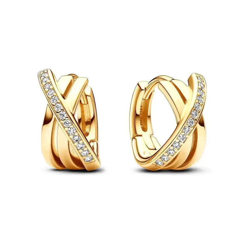 Party Gifts 925 Sterling Silver Gold Color Sparkling Round Heart Earrings - USMJ0200 AliExpress-Dropship