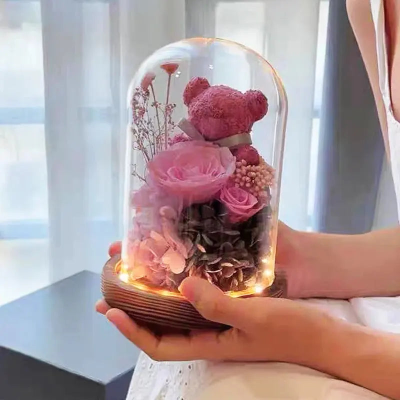 Girlfriend Eternal Preserved Rose Flower Gift Box Teddy Bear - USMGD0183 AliExpress-Dropship