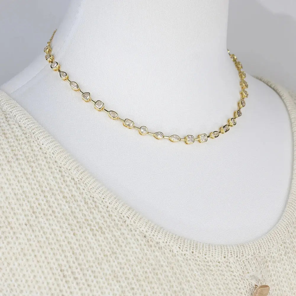 Gold Color Geometric Various Shaped Bezel Chain Bracelet Necklace Set - USMJ0273 AliExpress-Dropship