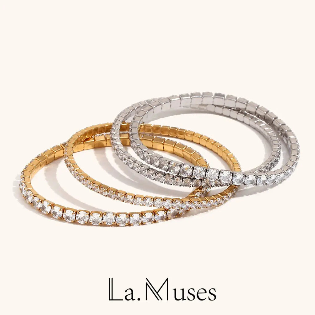 La.Muses Elastic Cubic Zirconia Stainless Steel Woman's Bracelet - USMJ0275 AliExpress-Dropship