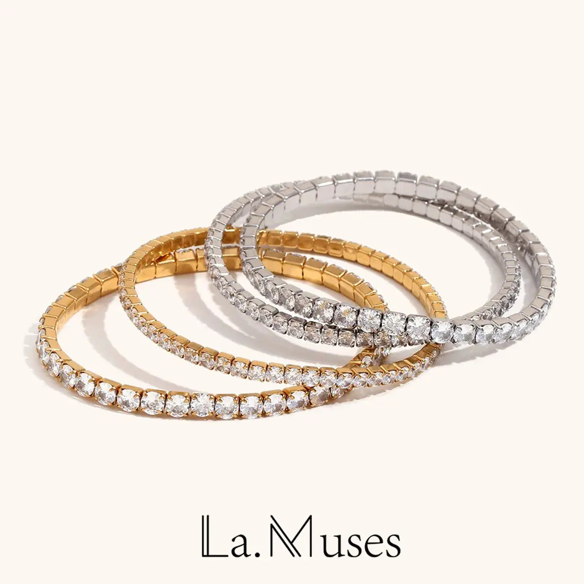 La.Muses Elastic Cubic Zirconia Stainless Steel Woman's Bracelet - USMJ0275 AliExpress-Dropship