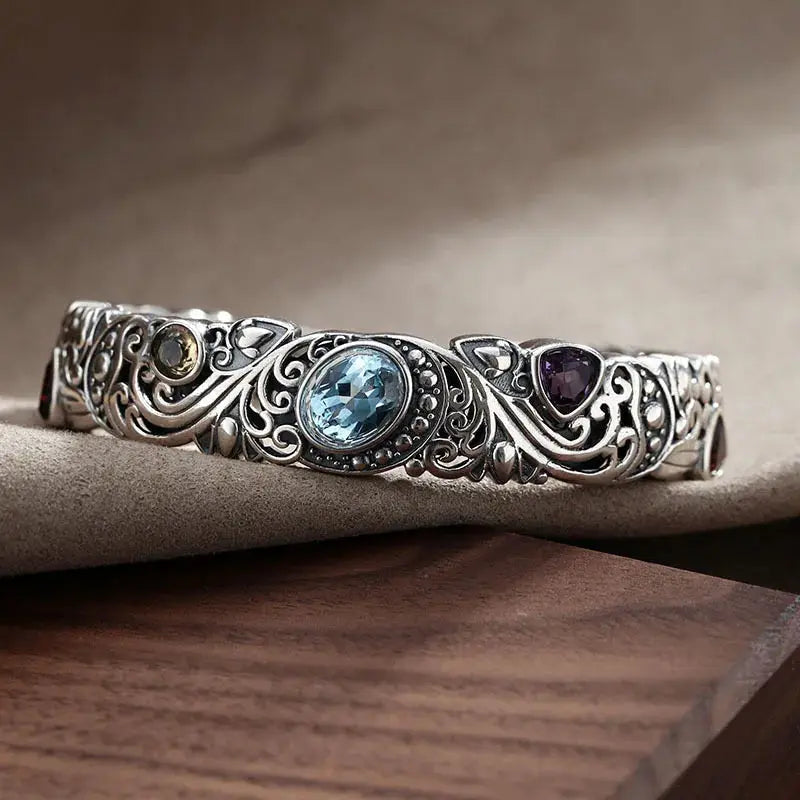 Thai Silver Shiny Crystal Female Bangle Promotion Jewelry - USMJ0261 AliExpress-Dropship