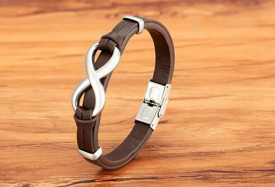 TYO Luxury Genuine Leather Infinity Symbol Men's Bracelet Stainless Steel - USMJ0221 AliExpress-Dropship