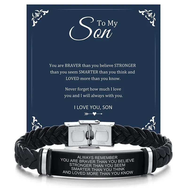 Stainless Steel Woven Twisted Leather Bracelet with Card Gifts - USMGD0268 AliExpress-Dropship