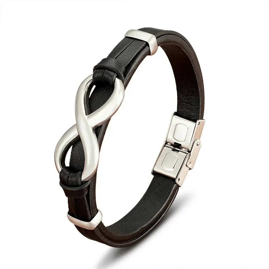 TYO Luxury Genuine Leather Infinity Symbol Men's Bracelet Stainless Steel - USMJ0221 AliExpress-Dropship