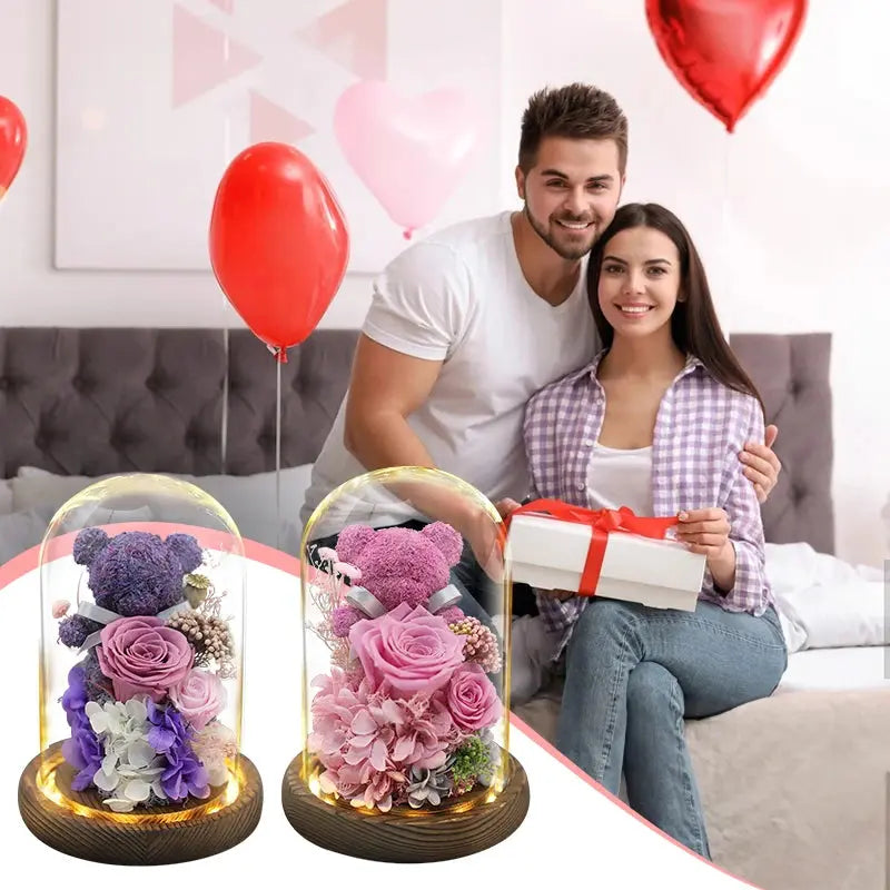 Girlfriend Eternal Preserved Rose Flower Gift Box Teddy Bear - USMGD0183 AliExpress-Dropship