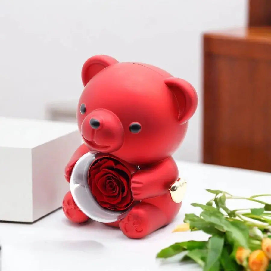 Rose Hug Bear Jewelry Box Preserved Real Rose Gifts for her - USMGD0206 AliExpress-Dropship