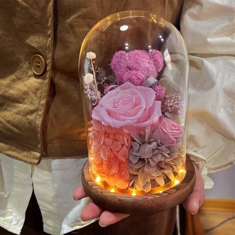 Girlfriend Eternal Preserved Rose Flower Gift Box Teddy Bear - USMGD0183 AliExpress-Dropship