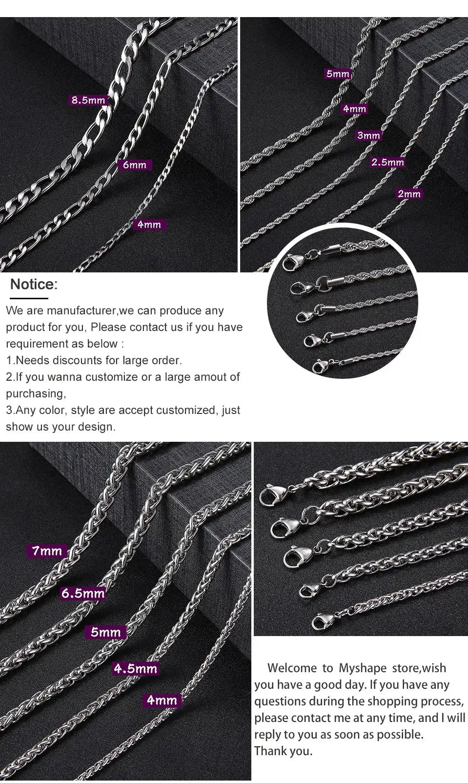 Cuban Chain Stainless Steel Necklaces for Men - USMJ0224 AliExpress-Dropship