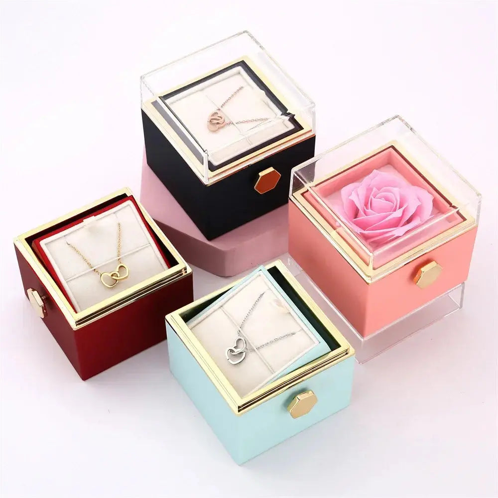 Heart Engraved Name Steel Necklace Eternal Rose Box Wedding Ring Box - USMJ0214 AliExpress-Dropship