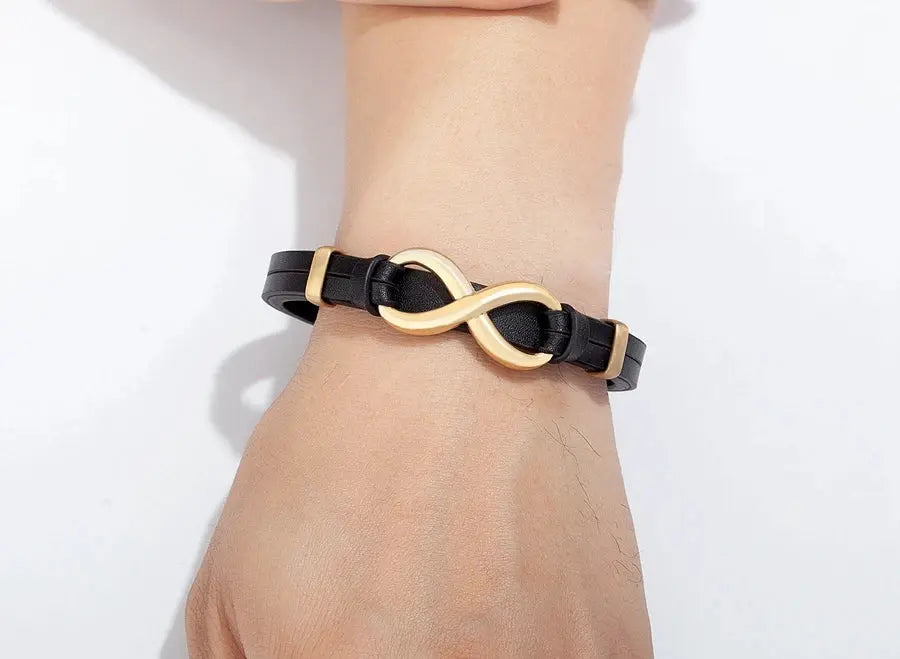 TYO Luxury Genuine Leather Infinity Symbol Men's Bracelet Stainless Steel - USMJ0221 AliExpress-Dropship