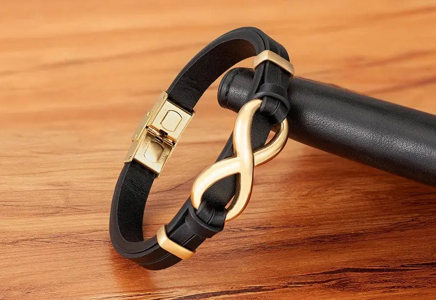 TYO Luxury Genuine Leather Infinity Symbol Men's Bracelet Stainless Steel - USMJ0221 AliExpress-Dropship