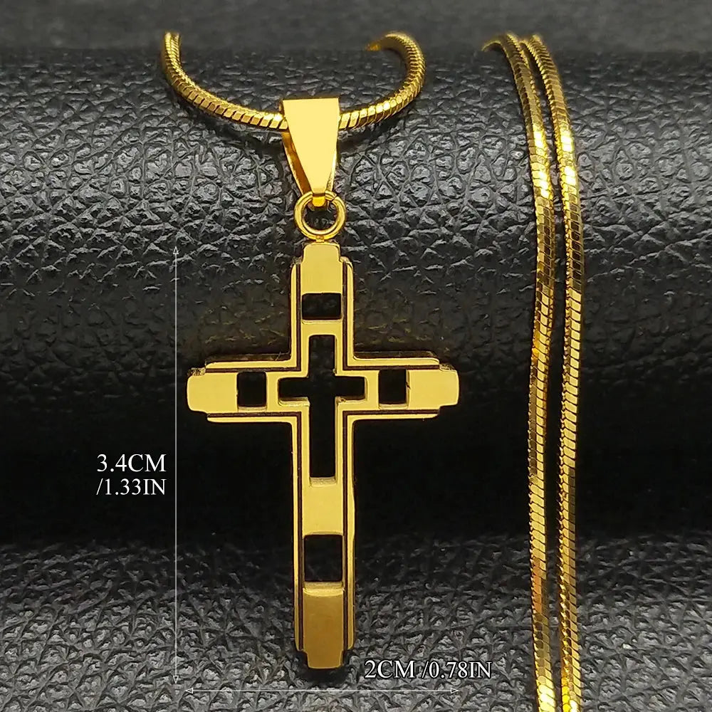Cross Stainless Steel Choker Necklace for Man Gold Color - USMJ0223 AliExpress-Dropship