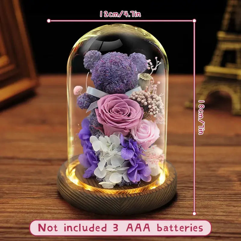 Girlfriend Eternal Preserved Rose Flower Gift Box Teddy Bear - USMGD0183 AliExpress-Dropship